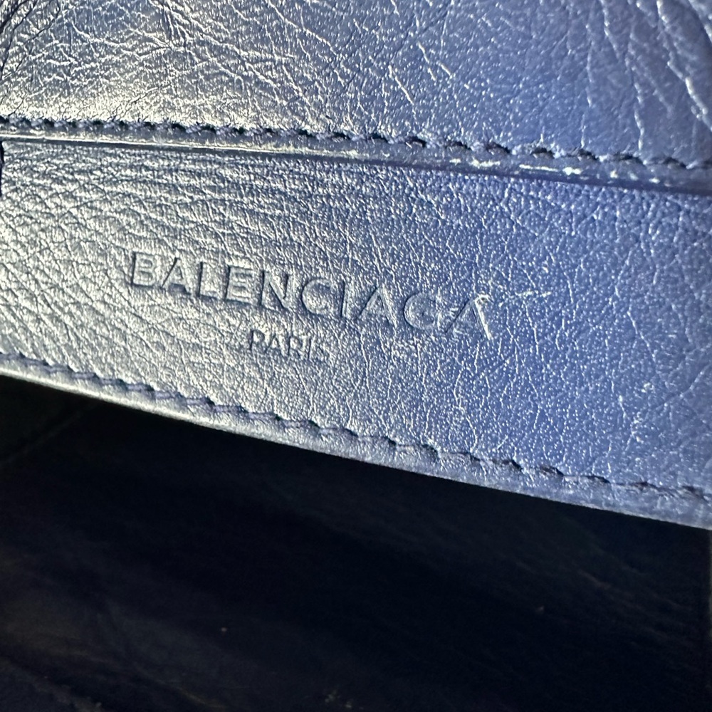 Balenciaga Mini Papier A4 Zip Around Tote Navy with Mirror - Picture 14 of 16